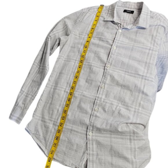 Theory Mens Murray Long Sleeve Button Up Shirt, Dada Plaid, Cotton, Size Large - Picture 8 of 8